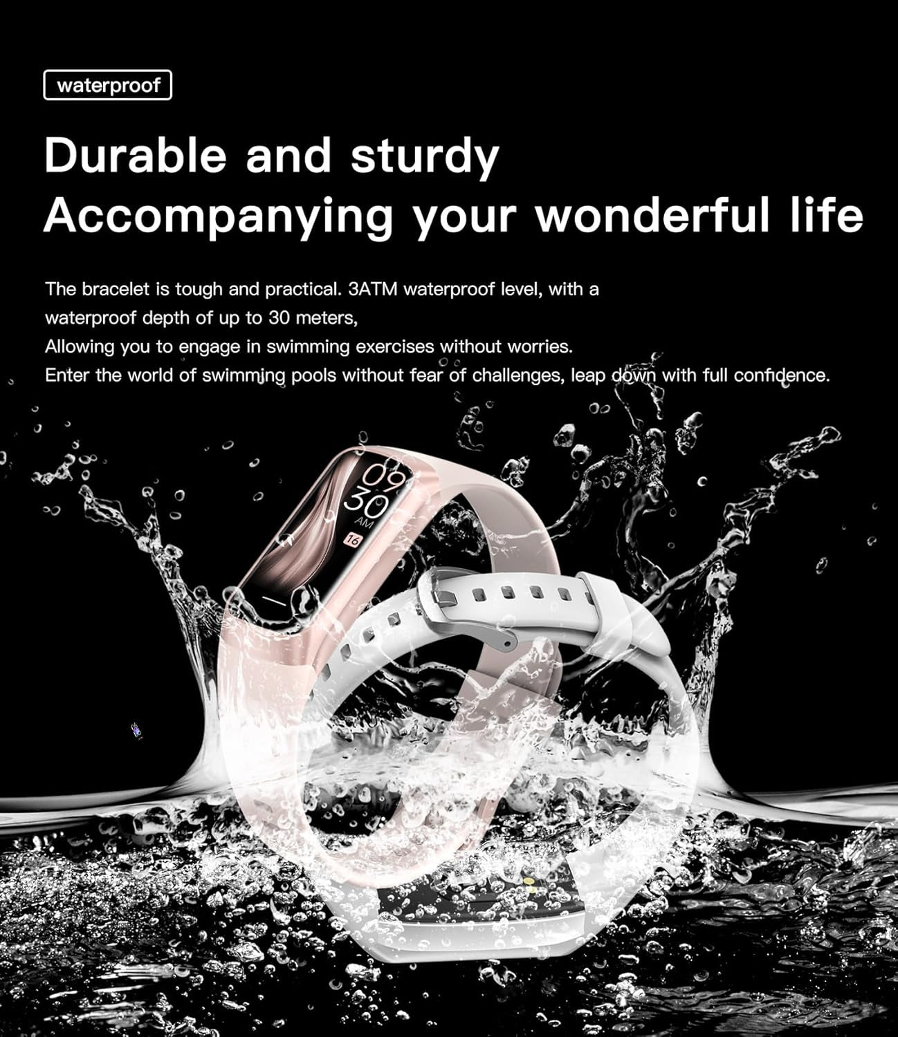 Amoled Health & Fitness Tracker for Men & Women - IP68 Waterproof with Blood Pressure Monitor, Step Counter, and Calorie Burn Tracking for Android & iOS