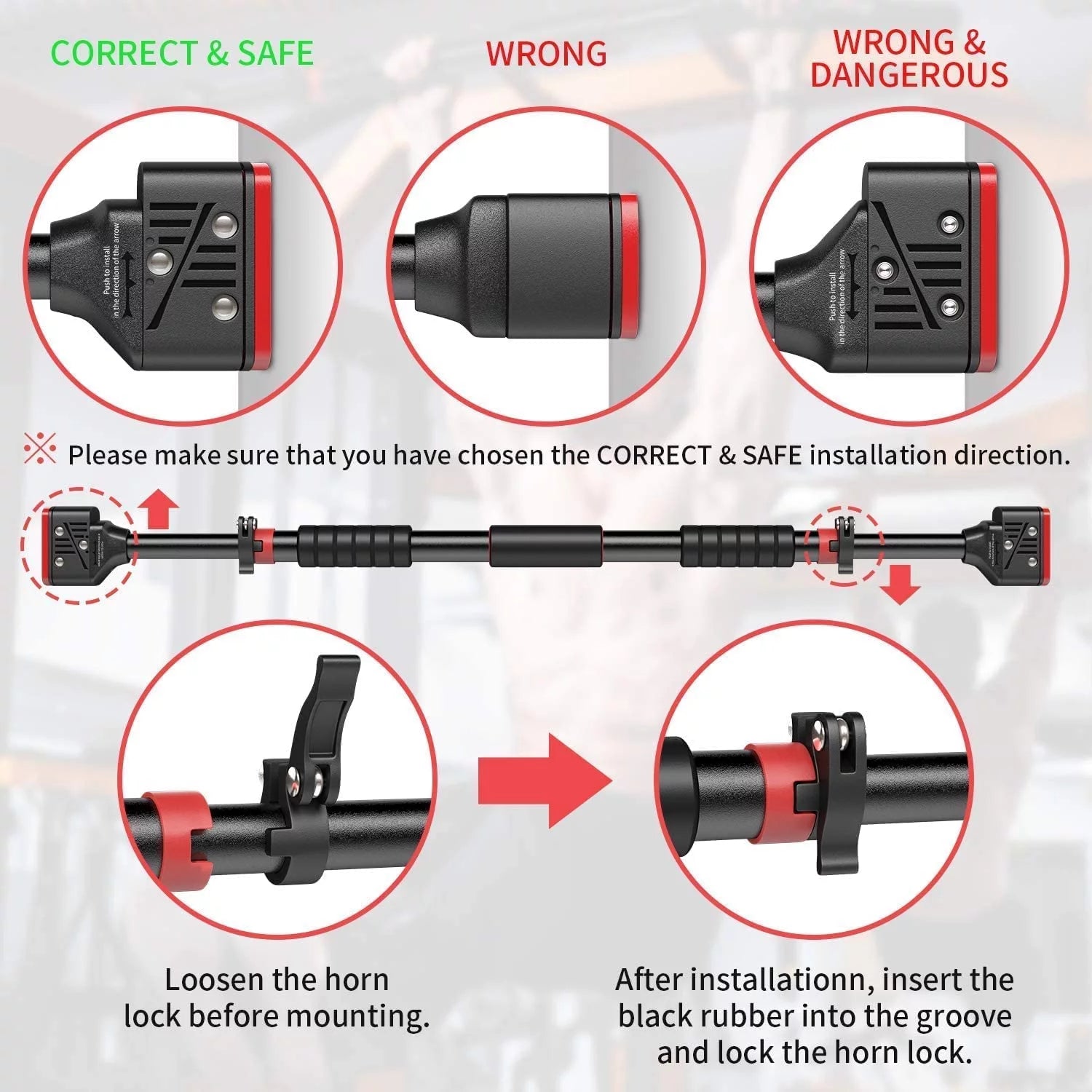 Adjustable Doorway Chin Up Bar - No Screws Needed, Fits 28"-36" Doors for Easy Home Workouts